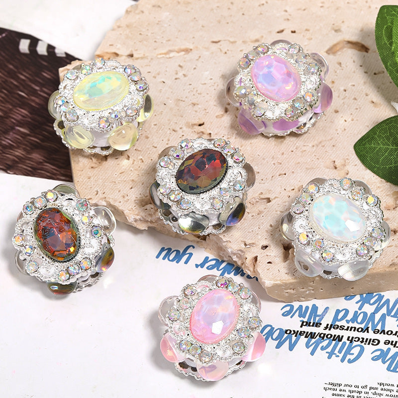 Double-sided Rhinestone Oval Soft Clay Beads