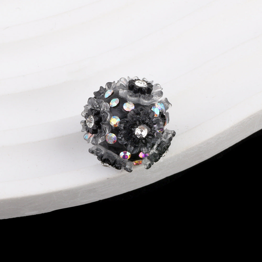 Flower Beads Inlaid with Rhinestones Small Daisy Flower Ball