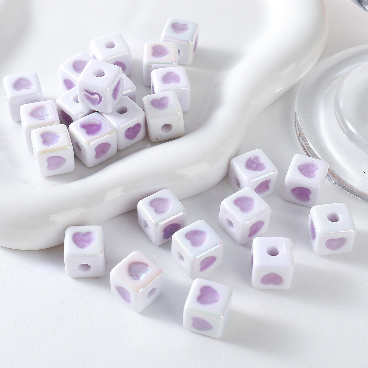 Cute Plating Color Heart-Shaped Oil Dripping Square