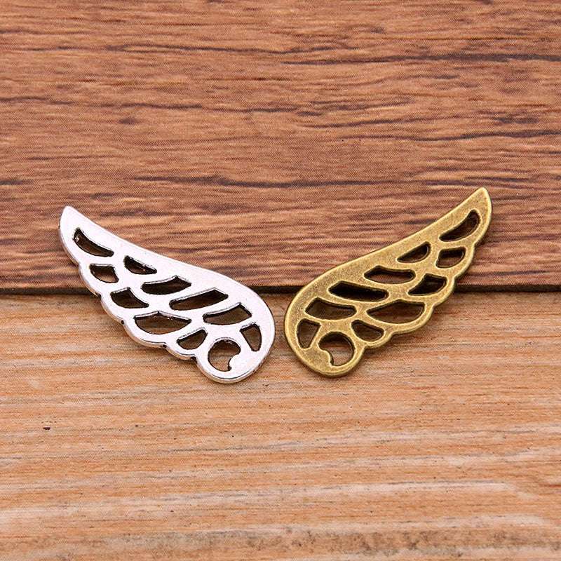 2 Colors 10*24mm DIY Alloy Jewelry Accessories Hollow Wing Pendant Animal Pendant Bracelet Accessories