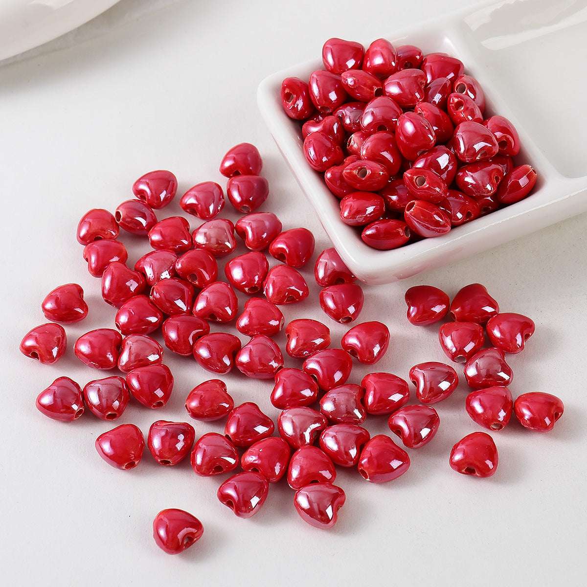 Ceramic Color-Plated 10mm Heart-Shaped Ceramic beads