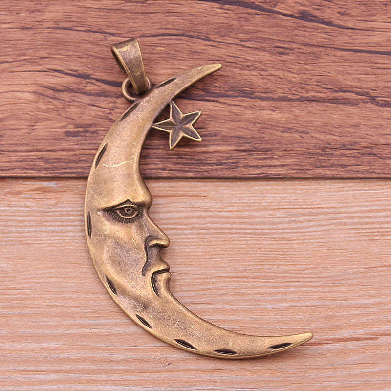 2 Colors 50*82mm DIY Alloy Accessories Star and Moon Pendant Charm