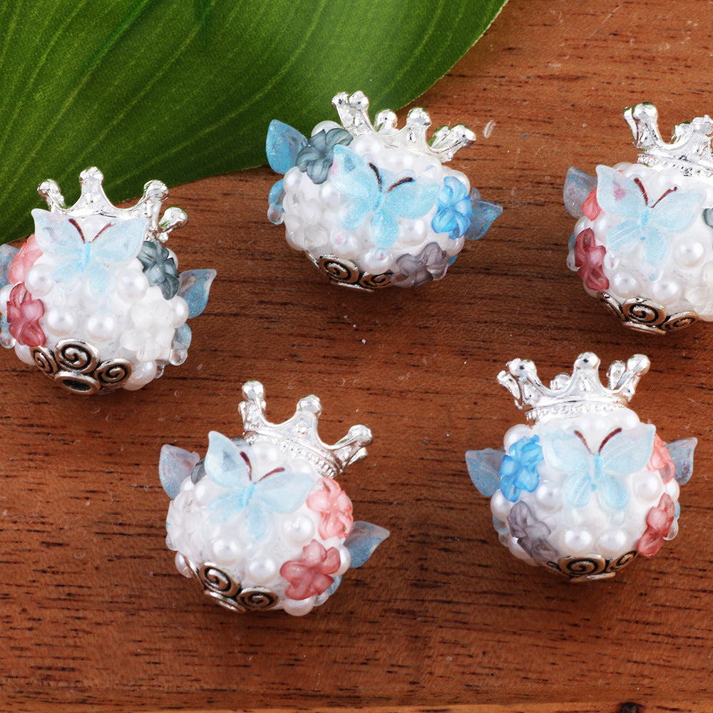 Crown Butterfly Pearl Flower Diamond Ball