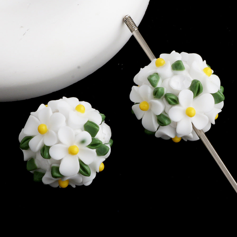 Camellia fresh green leaf flower ball beads