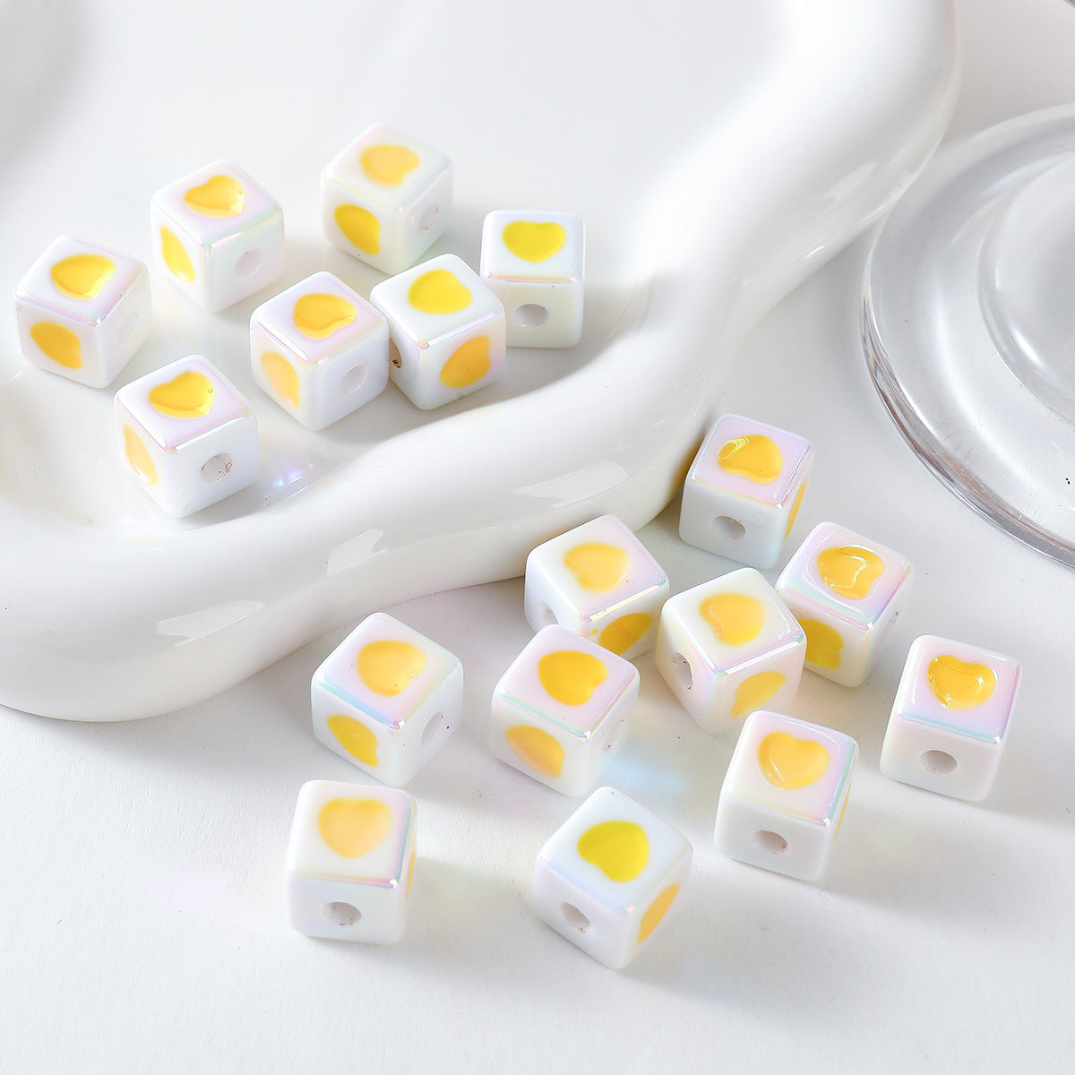 Cute Plating Color Heart-Shaped Oil Dripping Square