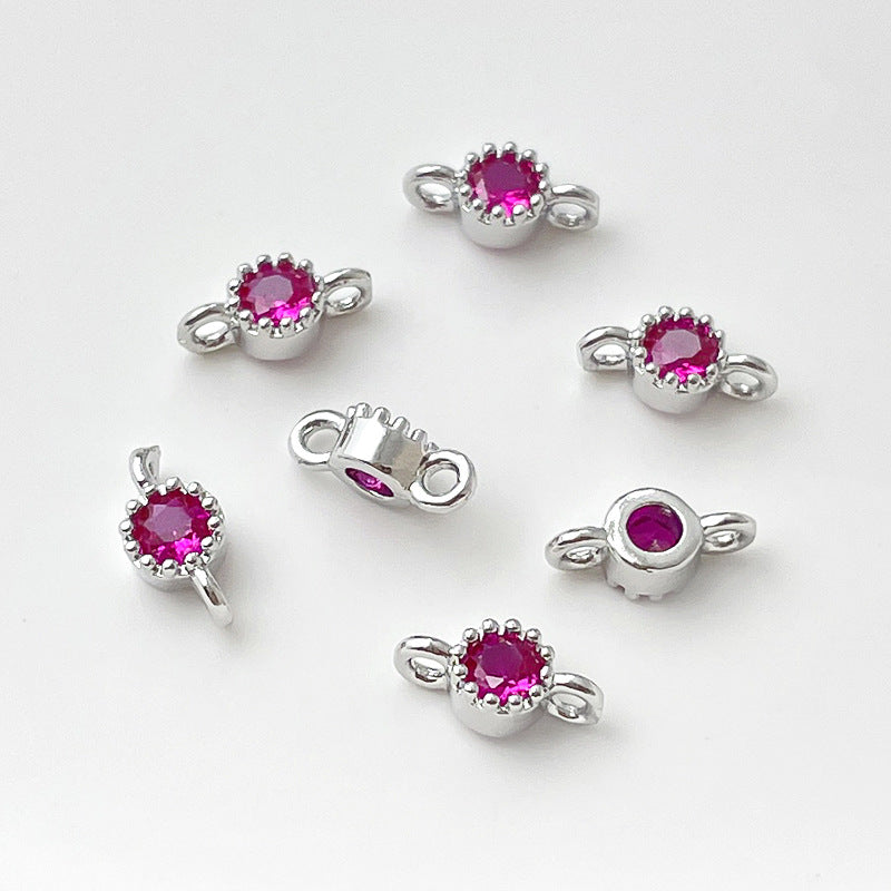 1 pc Gold Filled Color Retention Inlaid Colorful Zircon Pendant Double Round Zircon Stone Charm