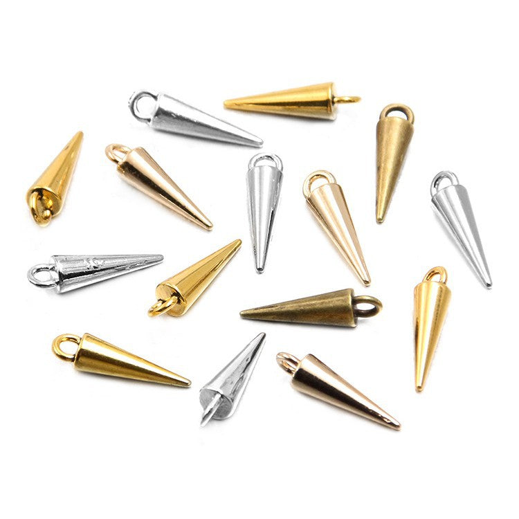 5 Colors 4*15mm DIY Zinc Alloy Accessories Smooth Cone Pendant Charm Keychain Bag Bracelet Accessories