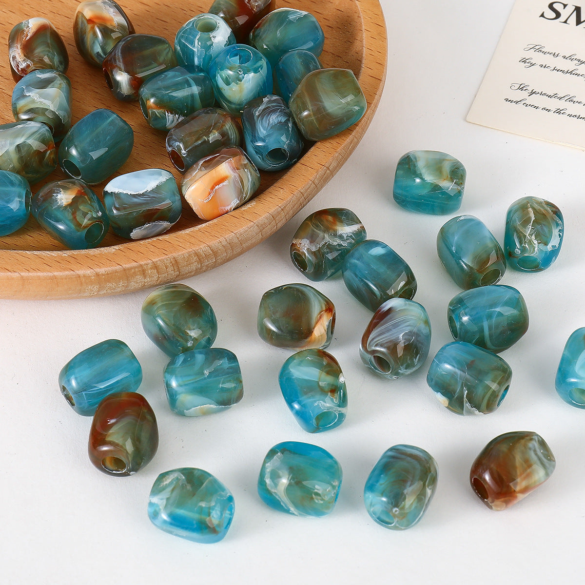 Imitation Jade Agate Irregular Large Hole Beads