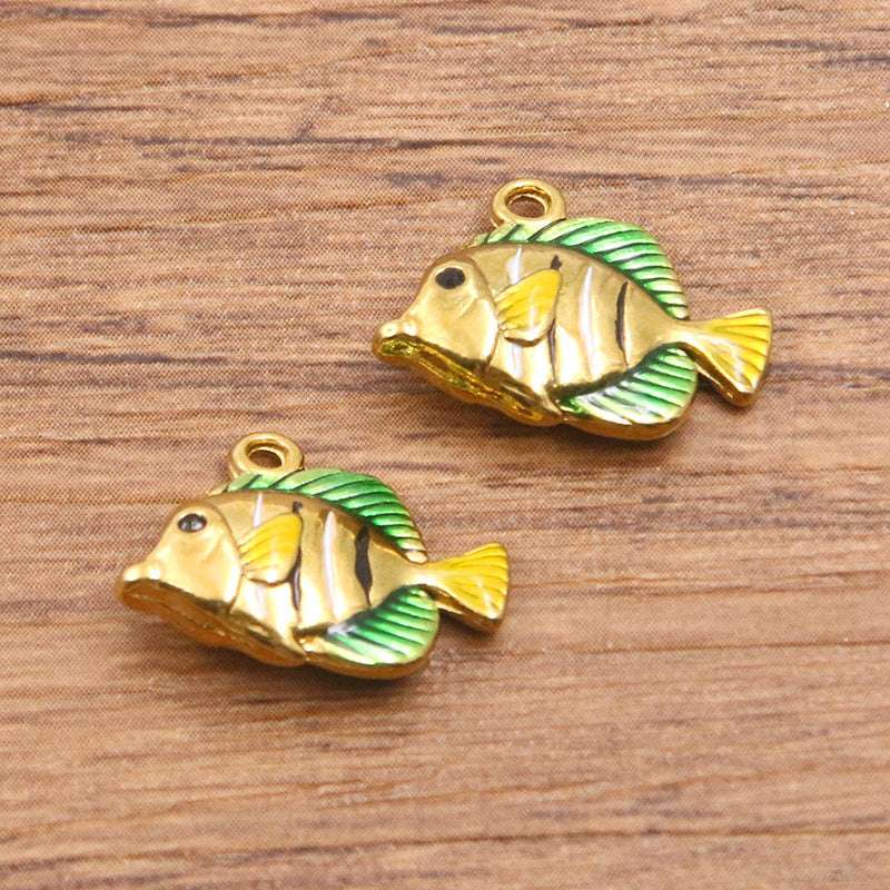 Stainless Steel Gold Vacuum Plating Oil Drop Charm Animal Pendant Small Fish Pendant