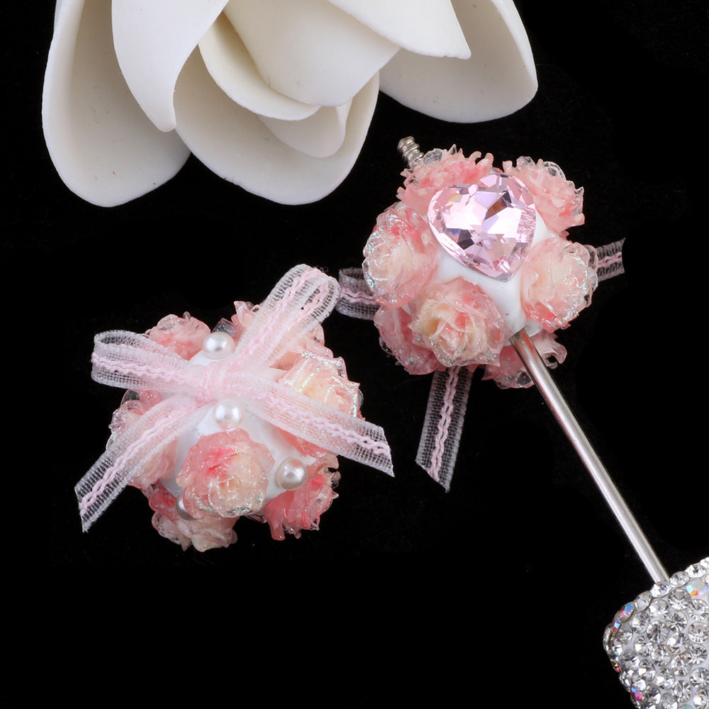Butterfly Knot Heart Zircon Lace Flower Ball Wearable Straight Hole Beads