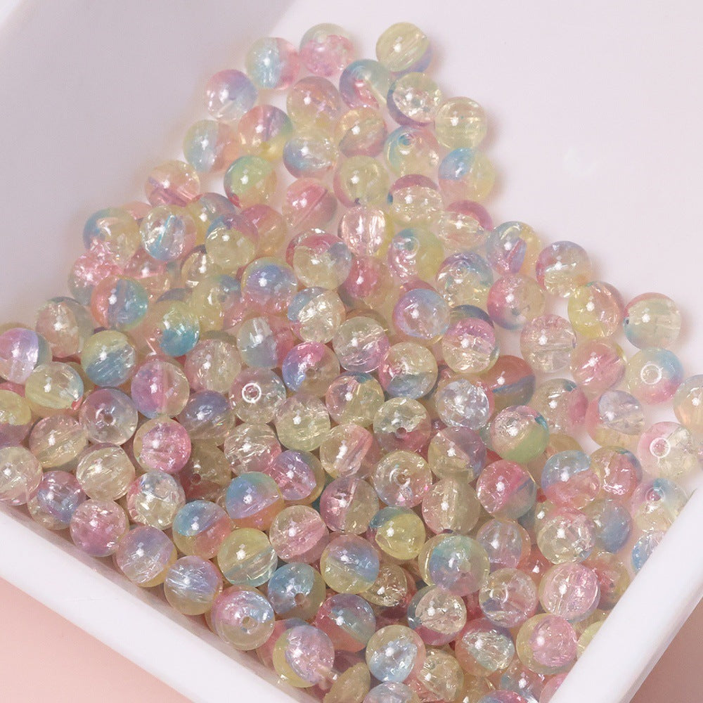 10mm Three-Color Ice Soul Crackle Beads Handmade Glass Beads Loose Beads