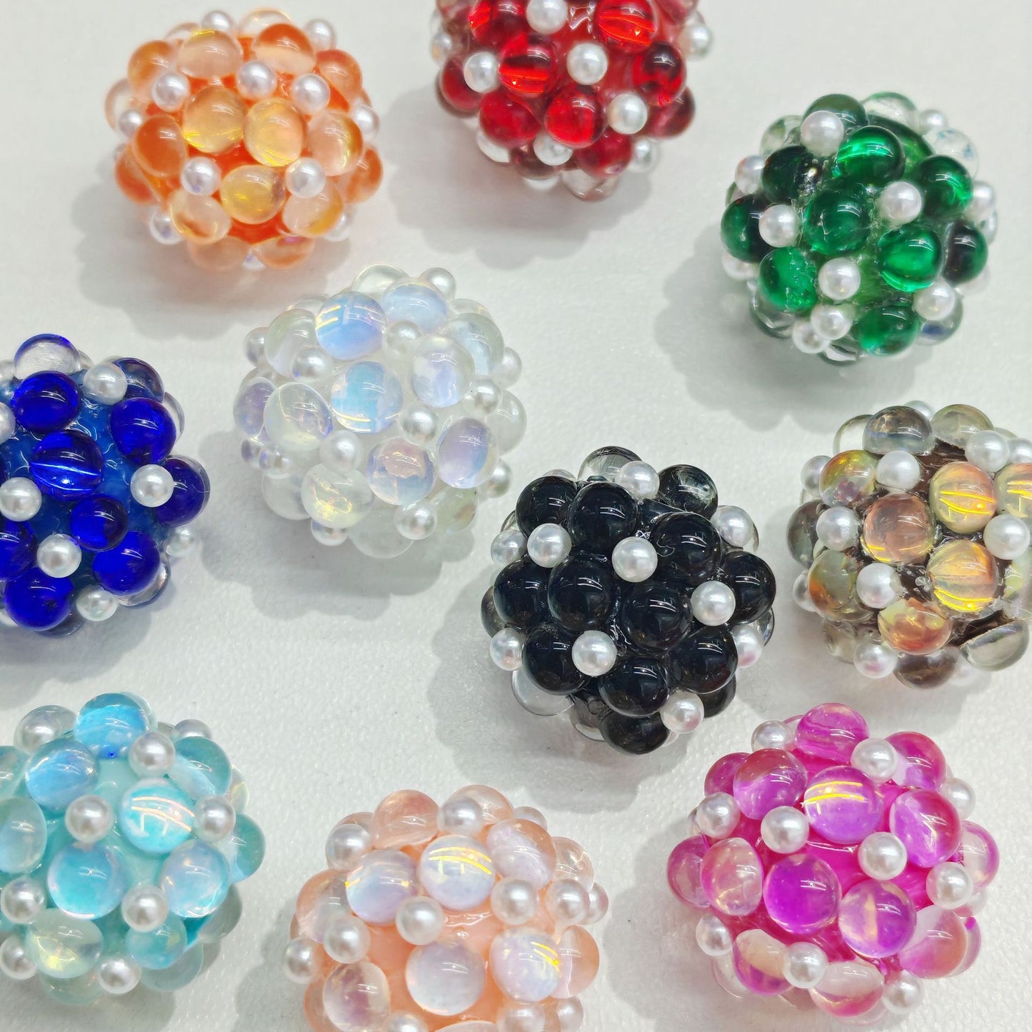 Straight Hole Cat Eye Pearl Flower Ball Beads