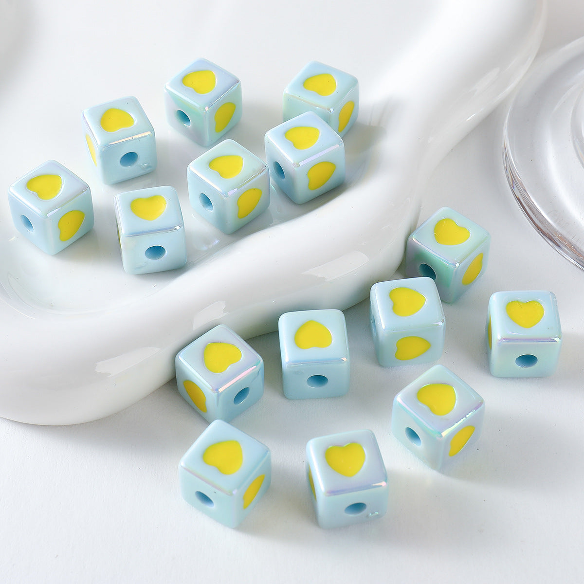 Cute Plating Color Heart-Shaped Oil Dripping Square