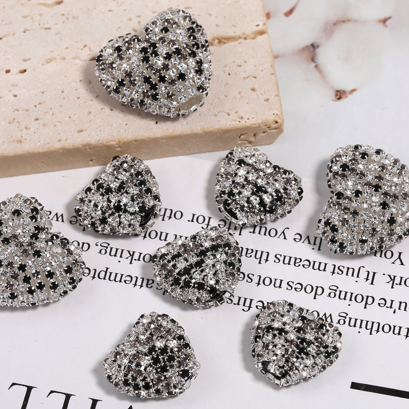 Rhinestone Claw Chain Heart-shaped Rhinestone Ball Straight Hole Bead