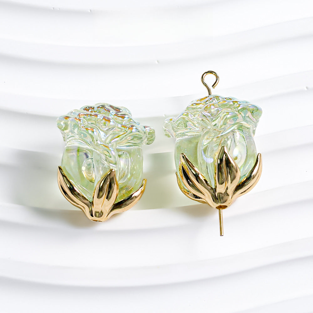 Electroplated Straight Hole Rose Beads