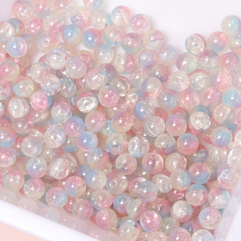 10mm Three-Color Ice Soul Crackle Beads Handmade Glass Beads Loose Beads