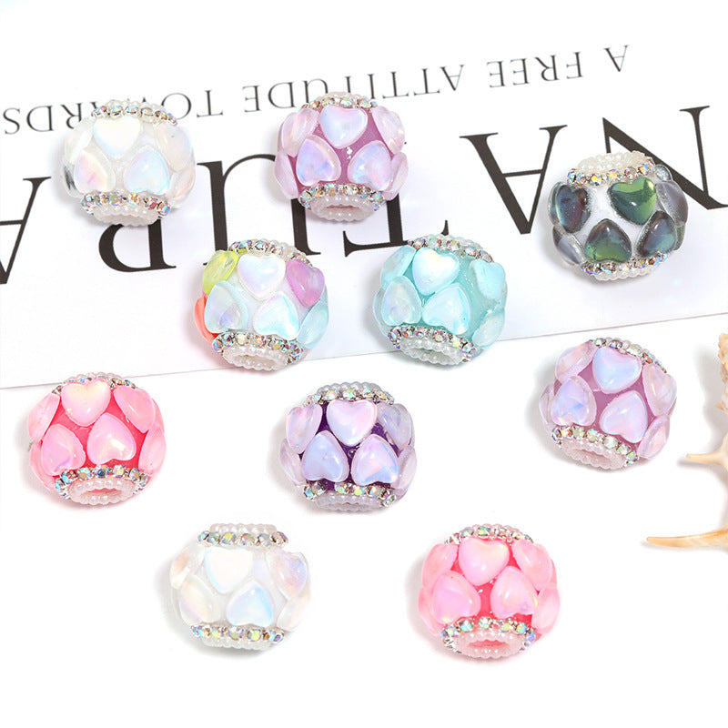 Heart-shaped Diamond-encrusted Beads
