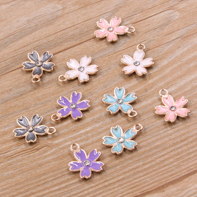 5 Colors 14*17mm DIY Alloy Jewelry Accessories KC Gold Drop Oil Charm Point Brick Flower Pendant Plant Charm