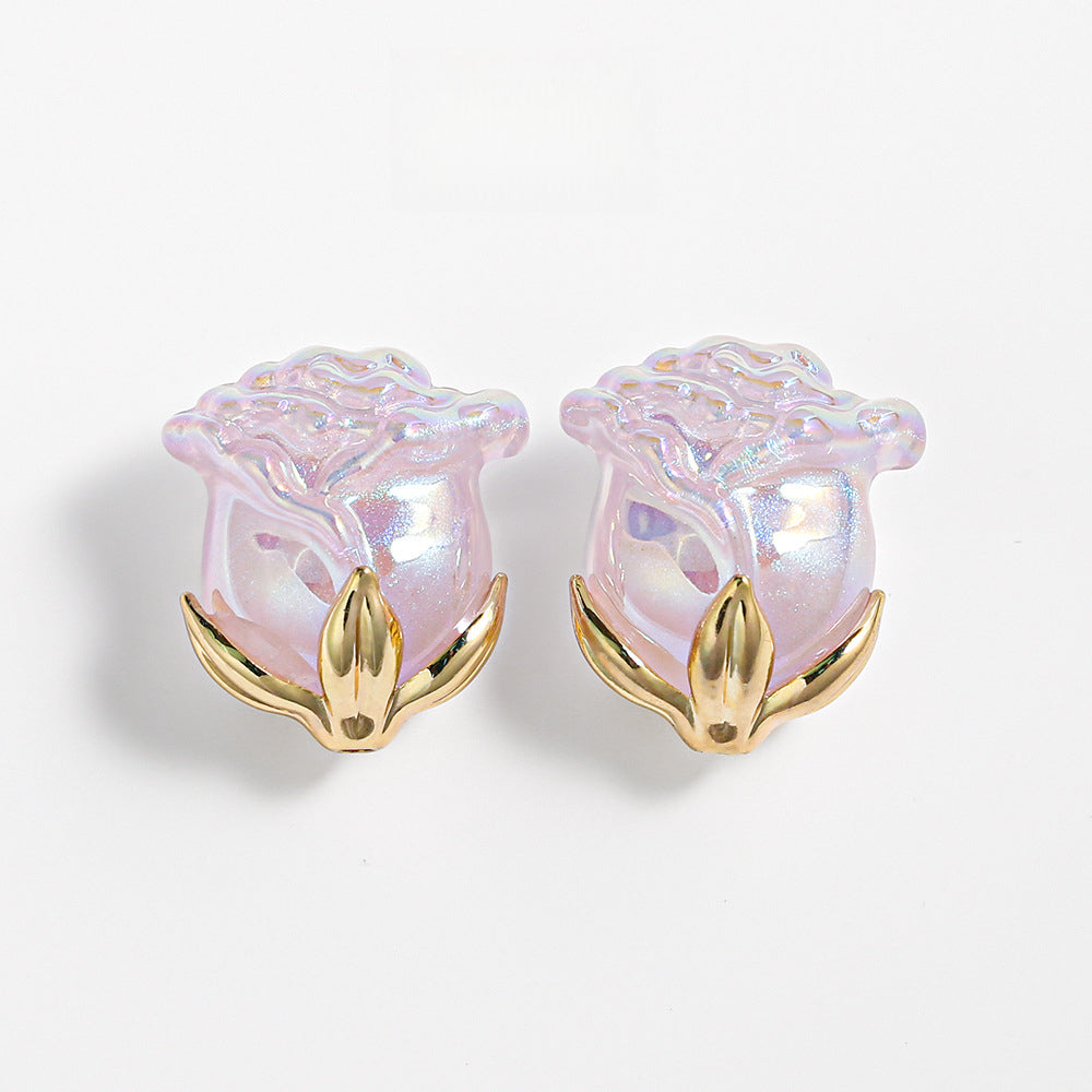 Electroplated Straight Hole Rose Beads