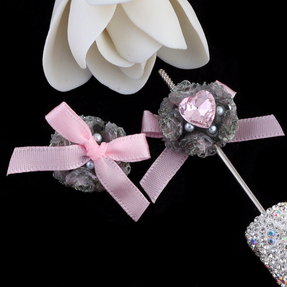 Butterfly Knot Heart Zircon Lace Flower Ball Wearable Straight Hole Beads