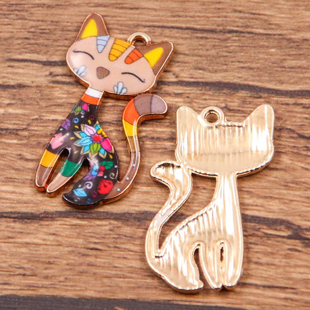 1 Piece 8 Colors 17*29mm DIY Alloy Jewelry KC Gold Drop Oil Color Printing Halloween Fox Pendant Hanging Decoration