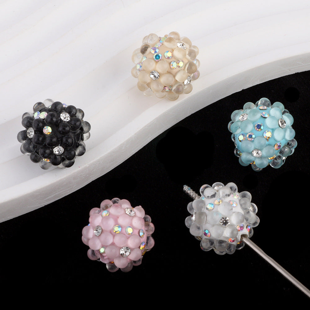 Inlaid Diamond Flower Bubble Beads