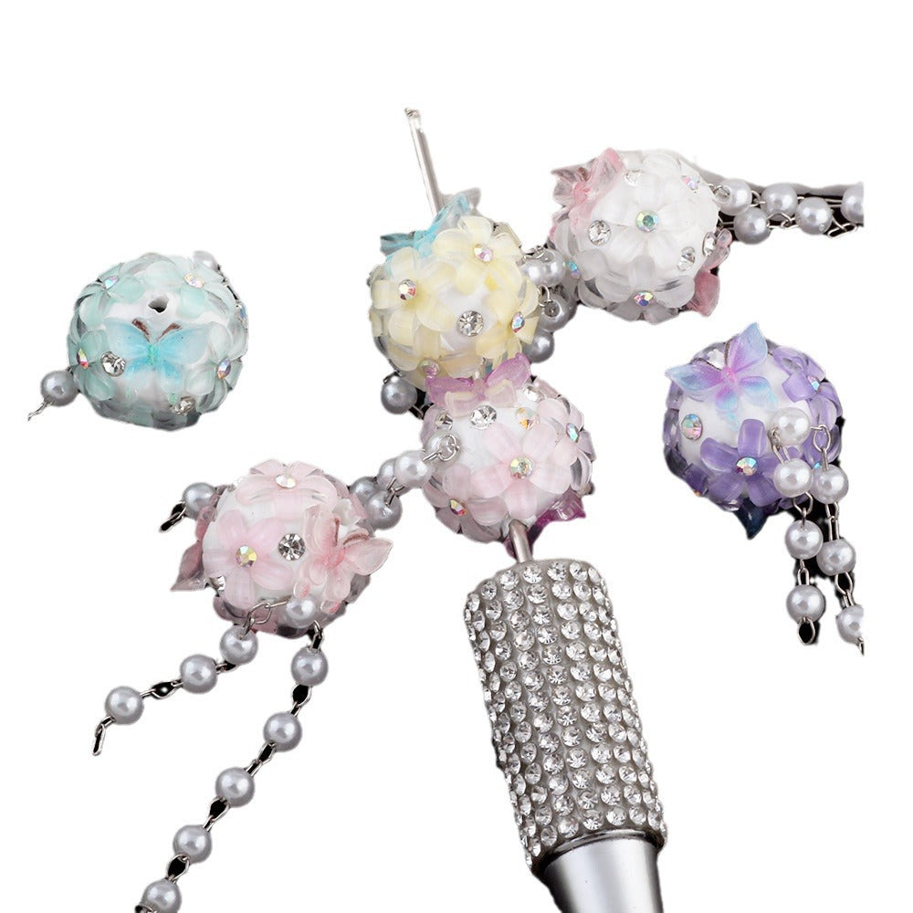 Flower Beads Tassel Flower Cluster Ball Drill Ball Pen-Through Straight Hole Beads