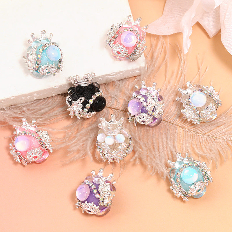 Crown Diamond Ball Beads Heavy Craft Fashion Straight Hole Beads