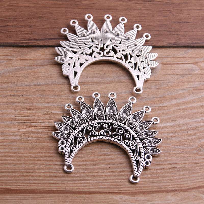2 Colors 50*54mm DIY Alloy Jewelry Accessories Ethnic Style Accessories Multi-Hole Peacock Pendant