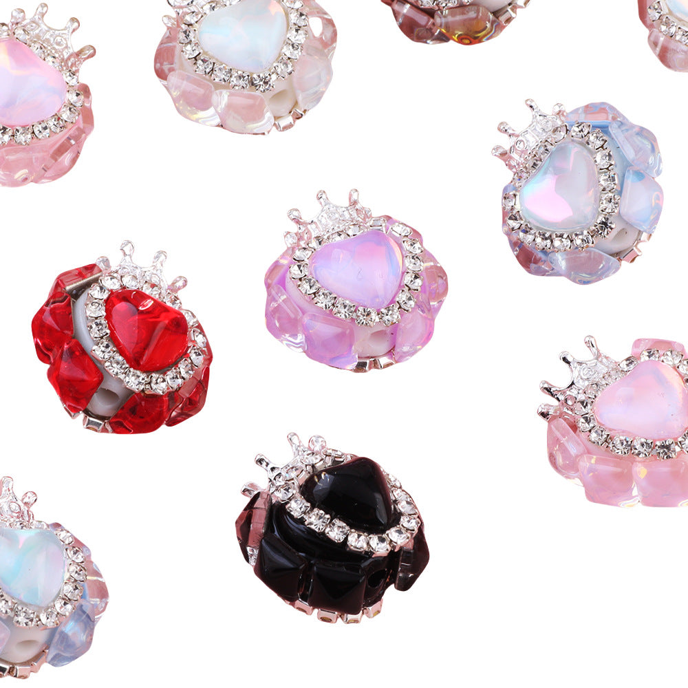 Nepalese Small Heart Crown Diamond Ball Pen Straight Hole Bead