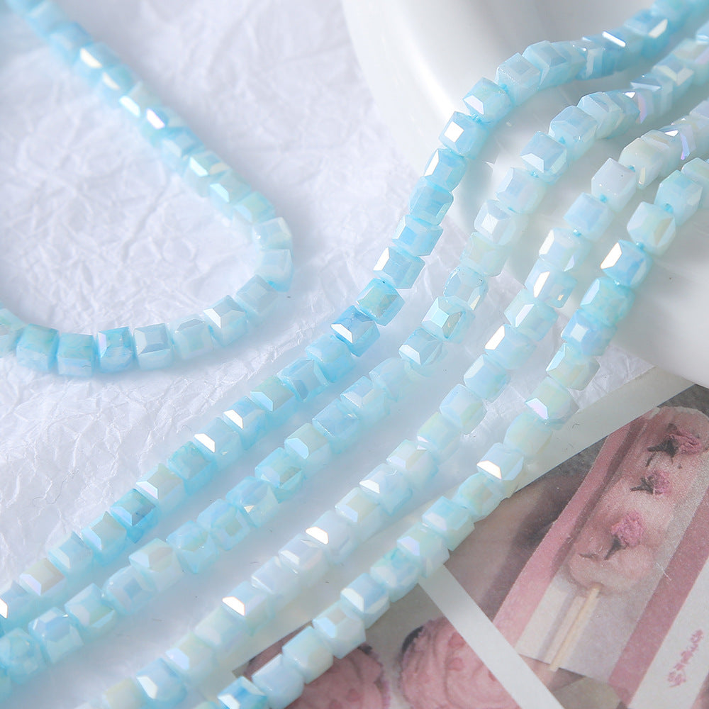 5mm Faceted Crystal Sugar Cube Water-Dyed Square
