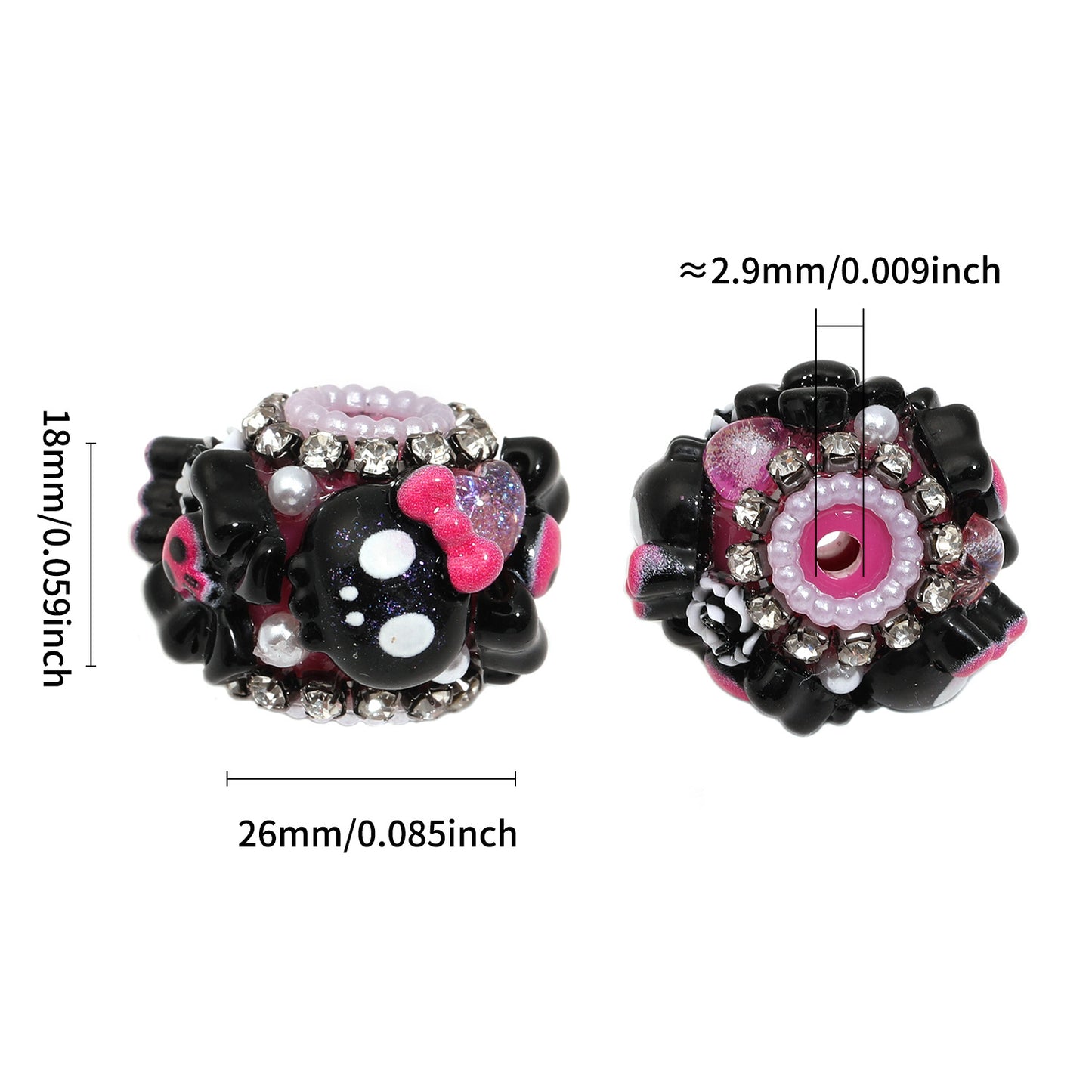 Black and Red Cross Skull Acrylic Beads