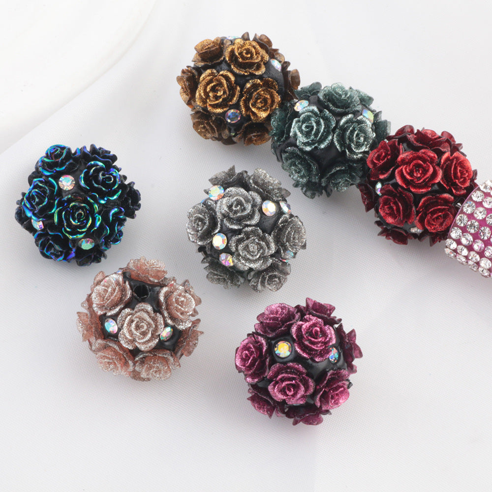 Fluorescent Rose Ball Soft Clay Straight Hole Beads