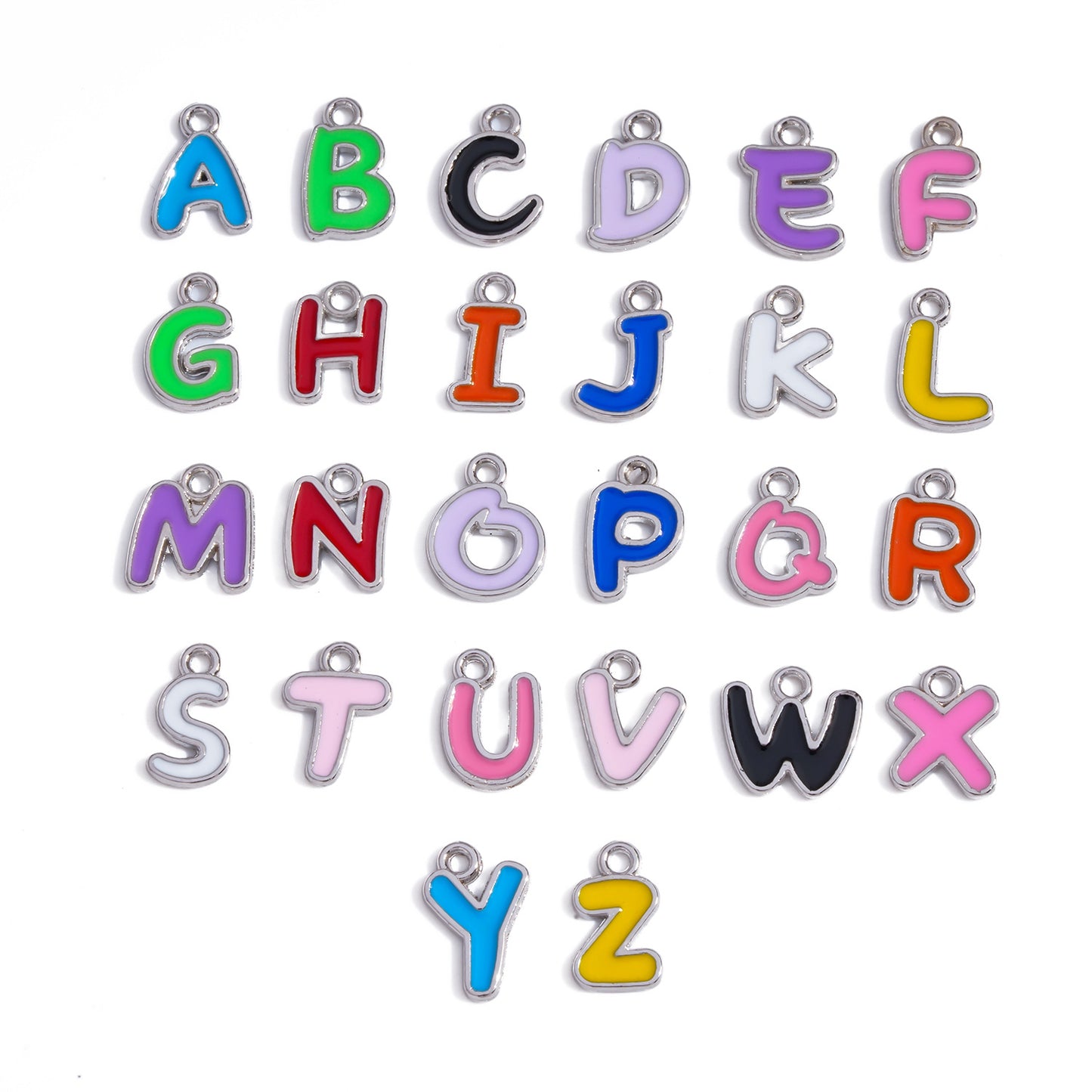 100 pcs Colorful Single-Sided Mixed Color 26 English Alphabet Pendants