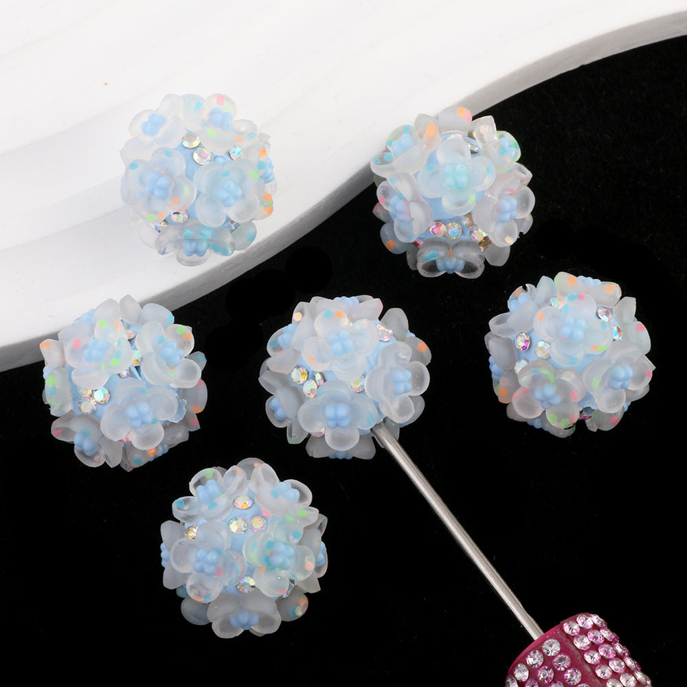 Fluorescent Flower Ball Wearable Straight Hole Beads