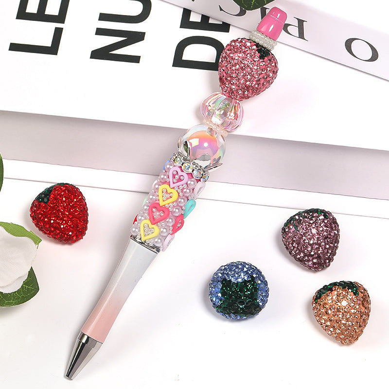 Strawberry Clay Rhinestone Ball Through Hole Bead