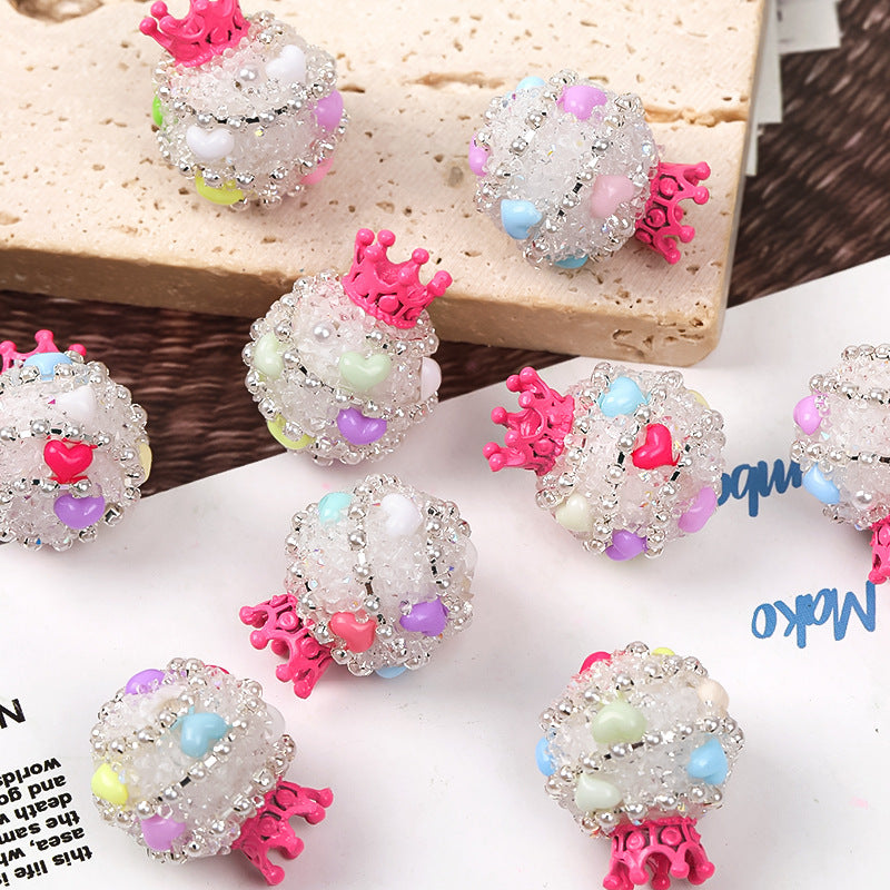 Crown Heavy Industry Beaded Light Luxury Colorful Dot Rhinestone Loose Beads Acrylic
