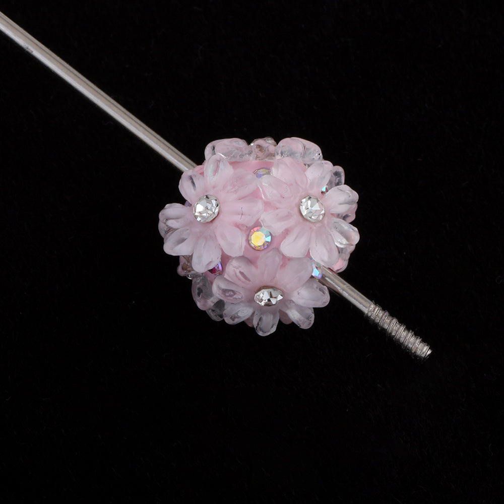 Flower Cluster Ball Flower Inlaid with Rhinestones Soft Clay Large Hole Straight Hole Beads