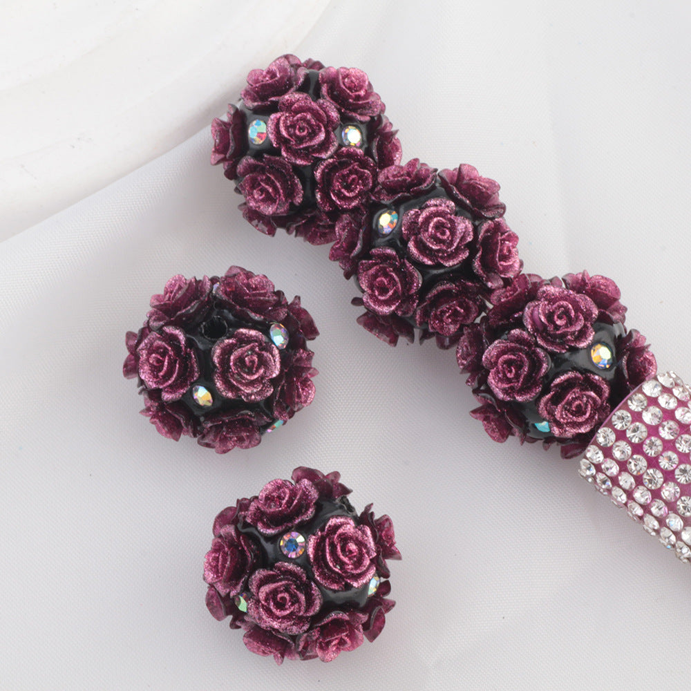Fluorescent Rose Ball Soft Clay Straight Hole Beads
