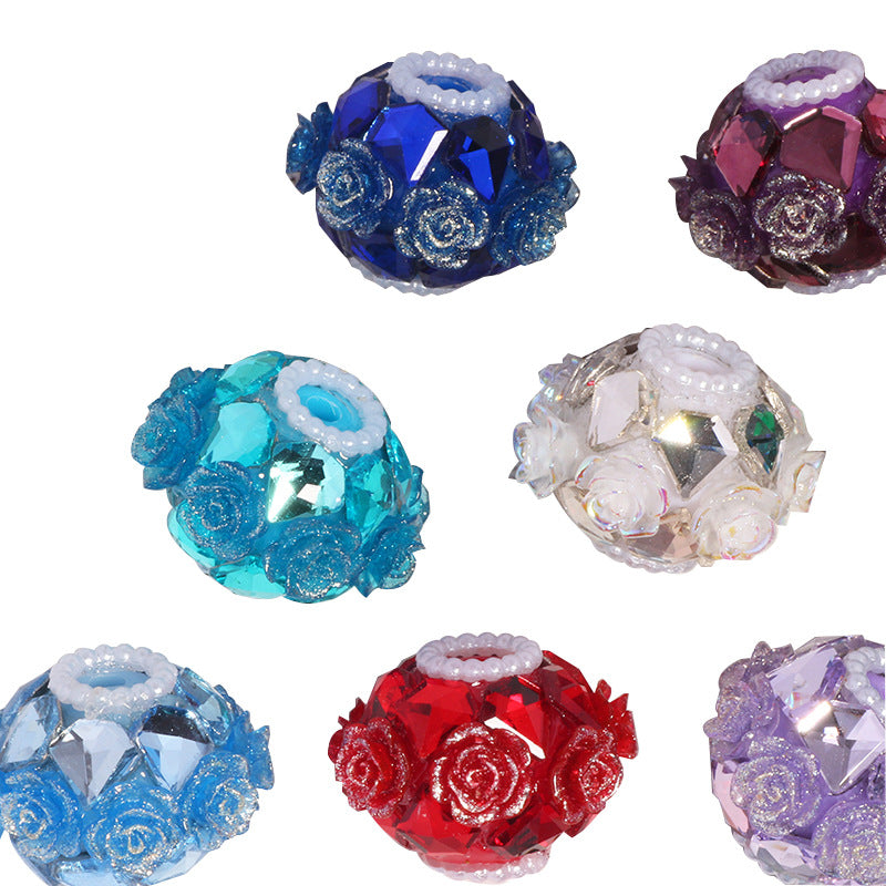 High-end Metal Rose Flower Straight Hole Loose Beads