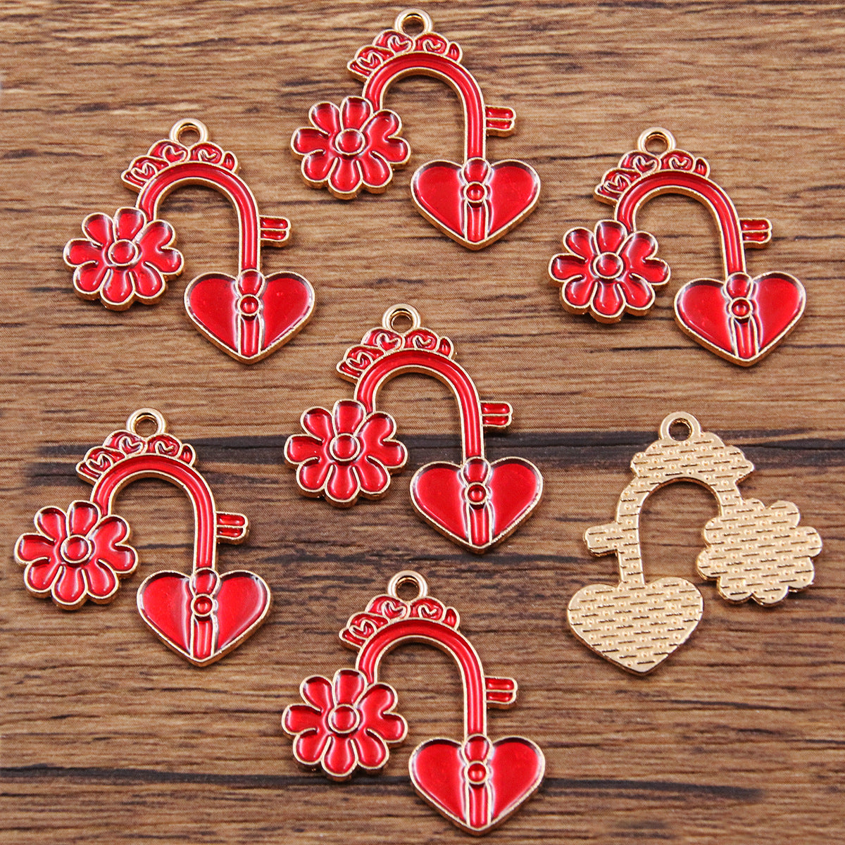 16 Multi-Color Valentine's Day Oil Drop Heart Rose Flower Letter Lip Envelope Charms