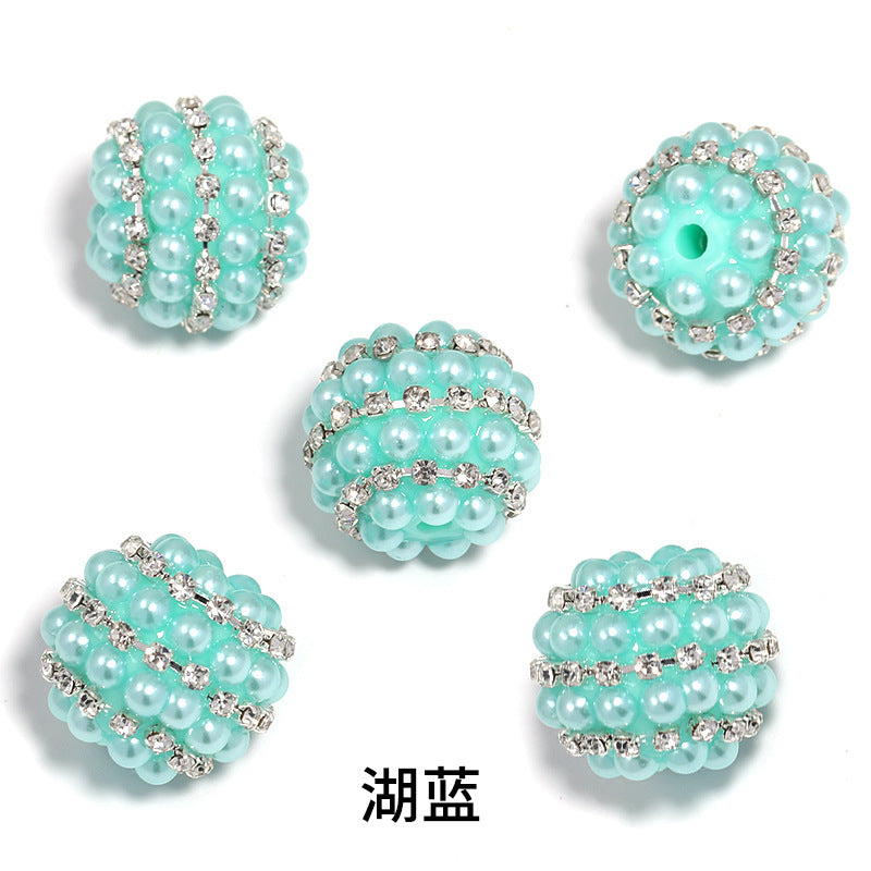 Candy Color Pearl Diamond Ball Rhinestone Chain Straight Hole Beads