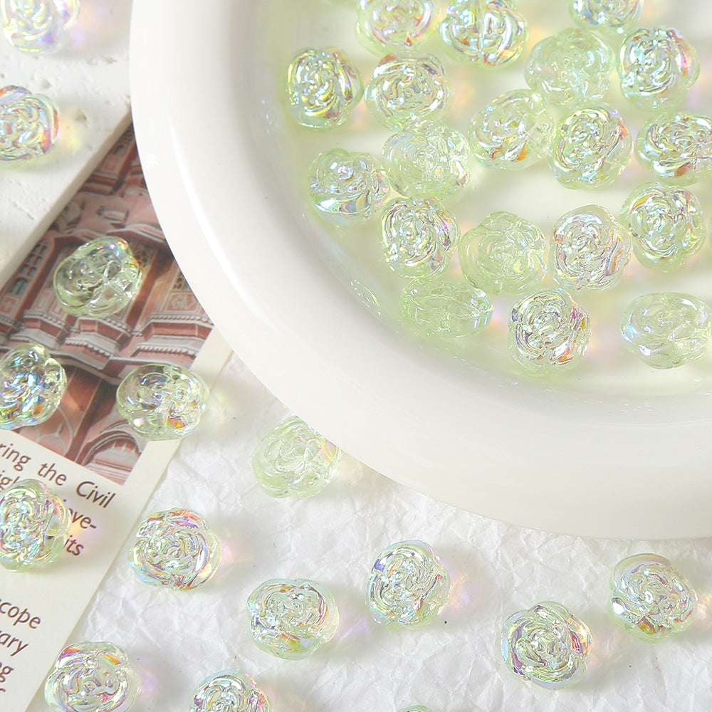 Rose Glass Straight Hole beadable beads