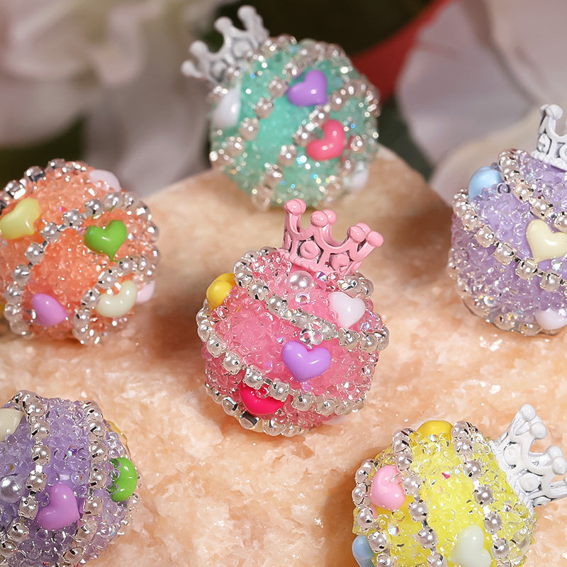 Crown Heavy Industry Beaded Light Luxury Colorful Dot Rhinestone Loose Beads Acrylic