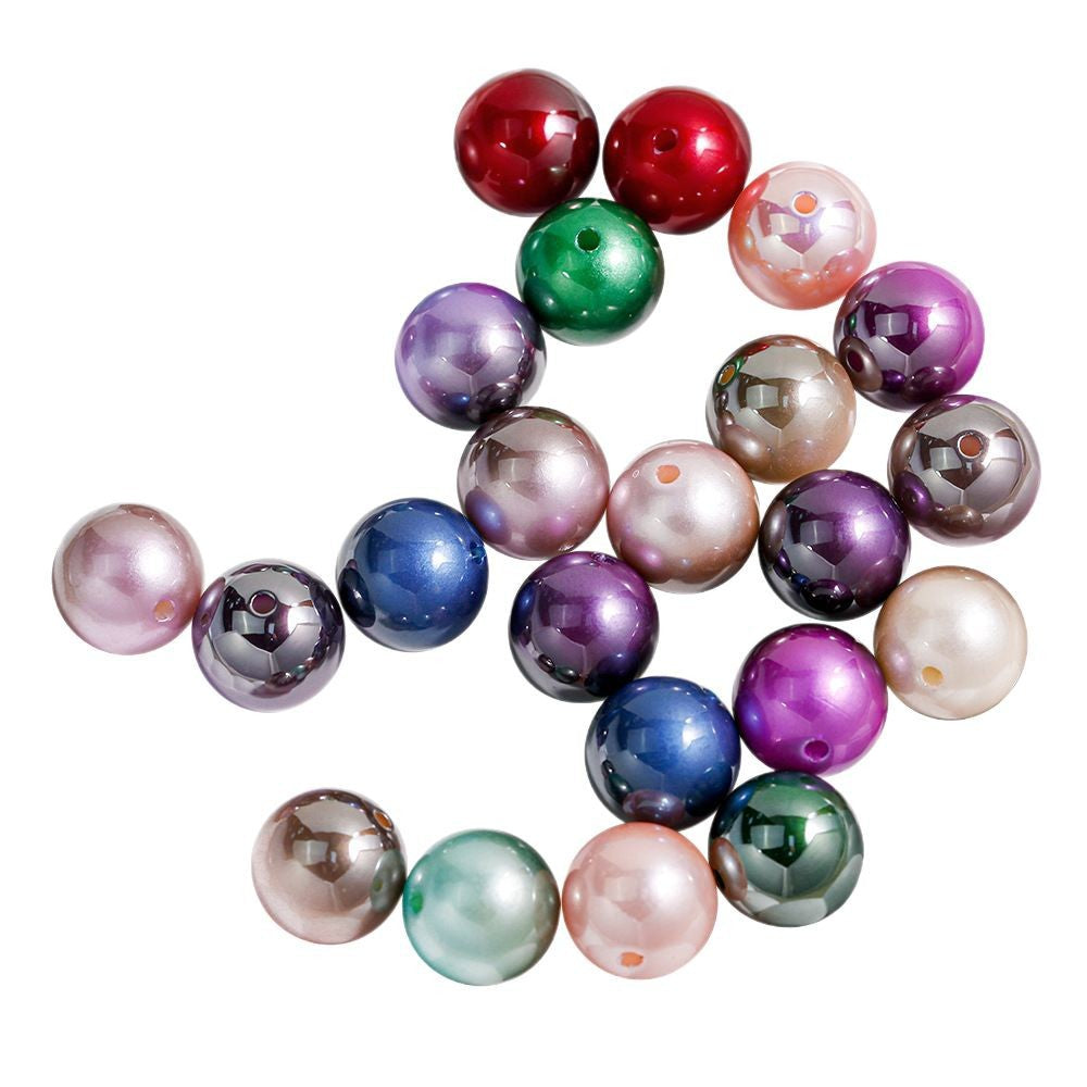 Mabei Two-Color through Hole round Beads Gradient Solid Color Plating round Beads