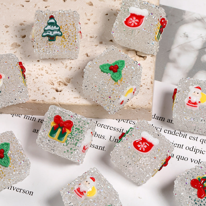 Christmas Rhinestone Sugar Square Beads