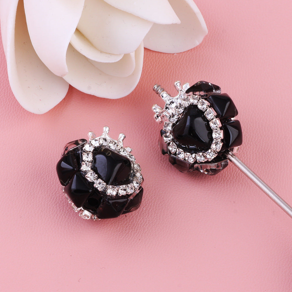 Nepalese Small Heart Crown Diamond Ball Pen Straight Hole Bead