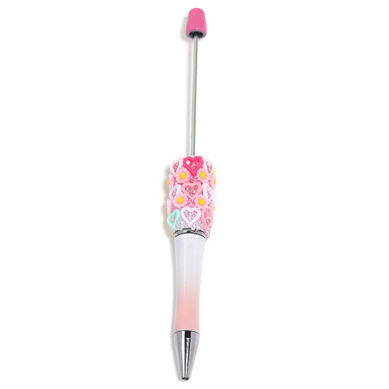 Flower-shaped heart-shaped bead pen