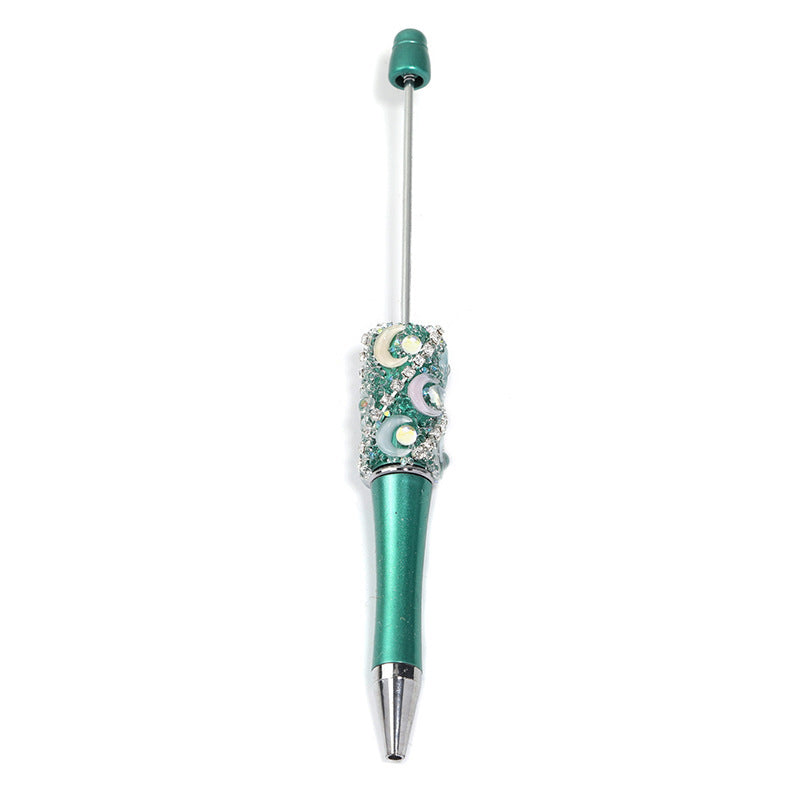 Crescent-shaped multi-colored plastic rotating ballpoint pen with refillable ink cartridge