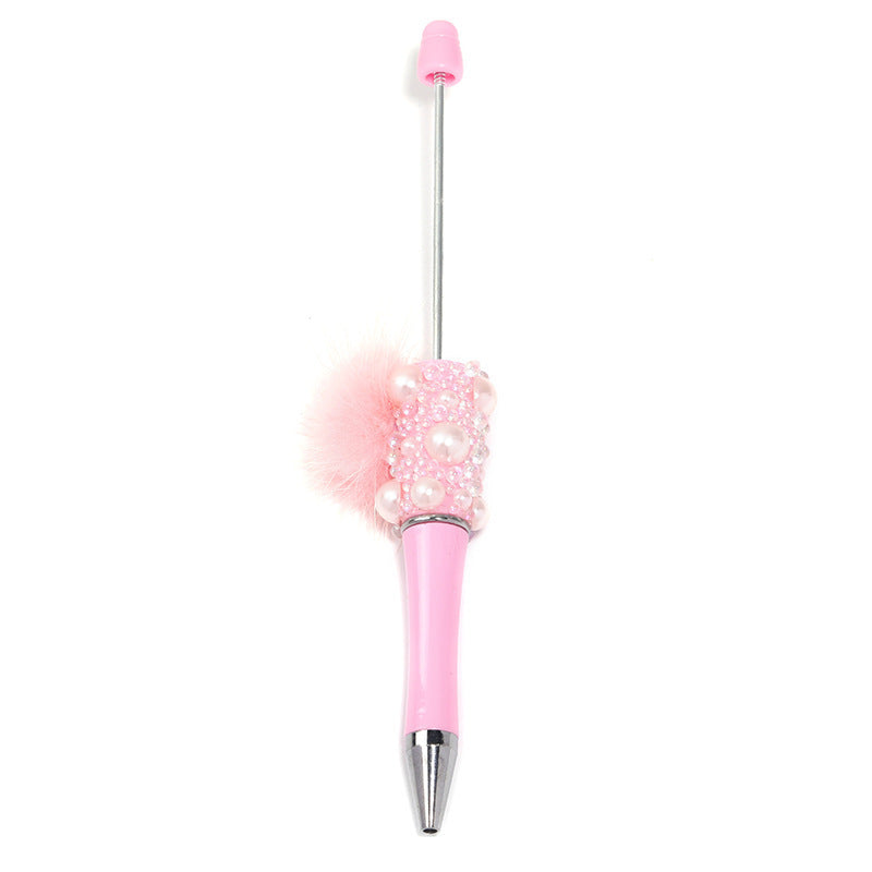 Fuzzy ball pearl beadable pen